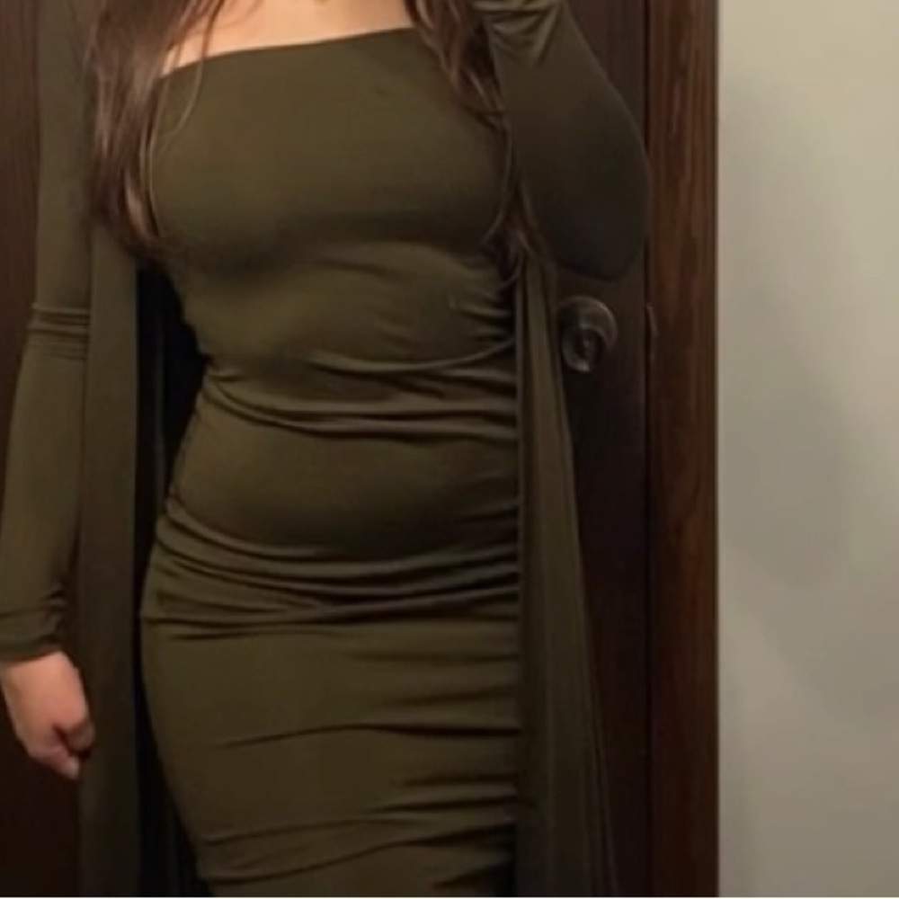 Beautiful fashion nova olive green bodycon two piece set